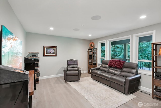 living room featuring light hardwood / wood-style flooring