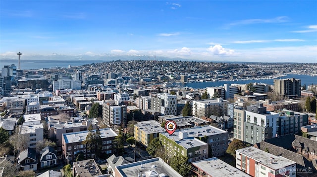 property's view of city featuring a water view