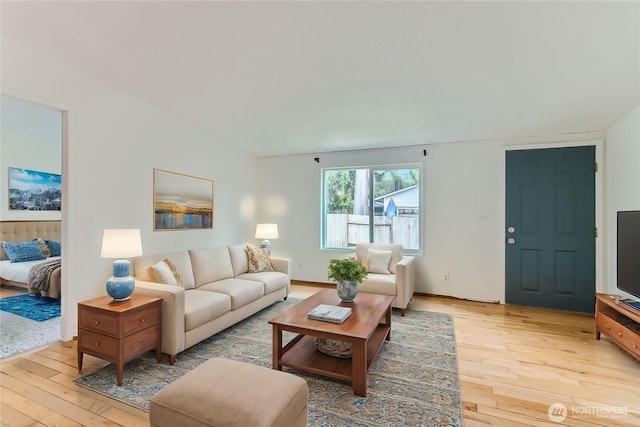 living room with light wood finished floors