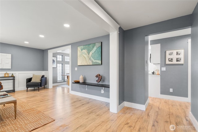 interior space with light hardwood / wood-style floors