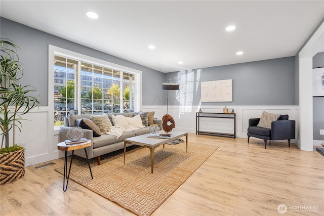 living room featuring light hardwood / wood-style flooring