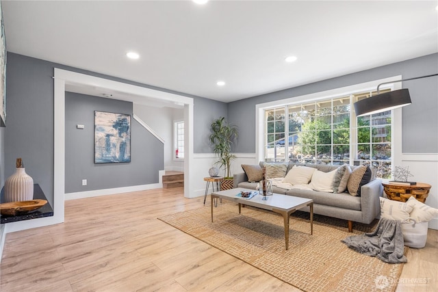 living room featuring wood-type flooring