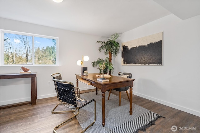 office space featuring hardwood / wood-style floors