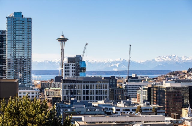 city view with a mountain view