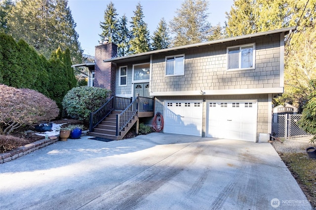 raised ranch with a garage