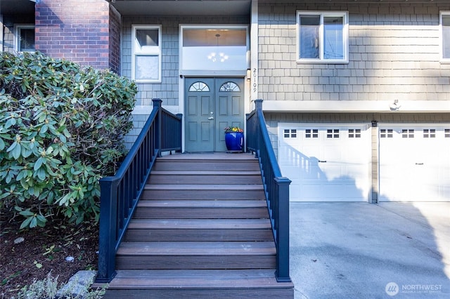 entrance to property with a garage