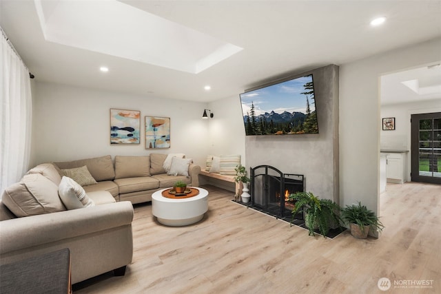 living room featuring light wood-type flooring