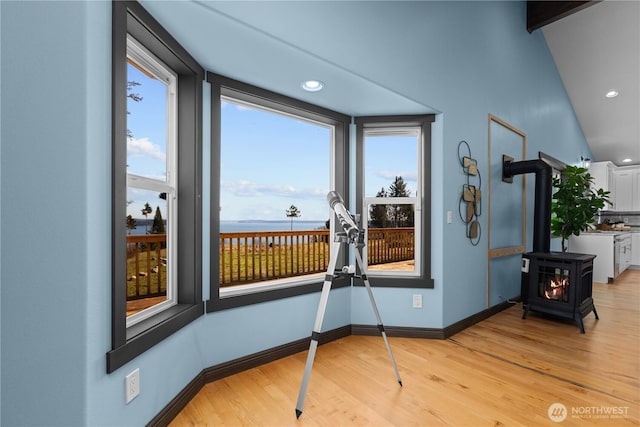 interior space featuring a healthy amount of sunlight and light hardwood / wood-style flooring