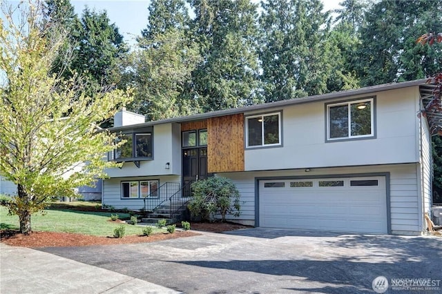 bi-level home with a garage