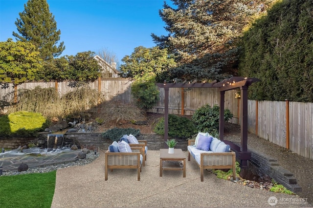 view of patio / terrace featuring an outdoor hangout area