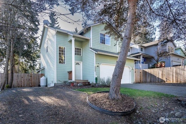 view of front property with a garage