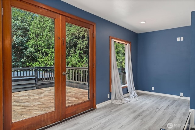 doorway featuring light wood-type flooring