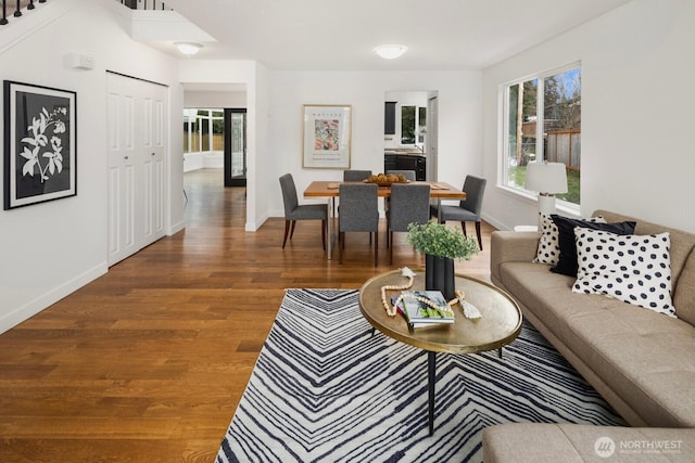 living room with hardwood / wood-style flooring