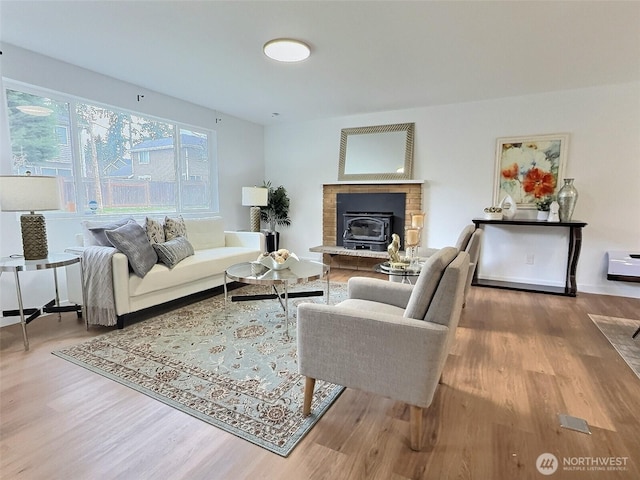 living room with wood finished floors