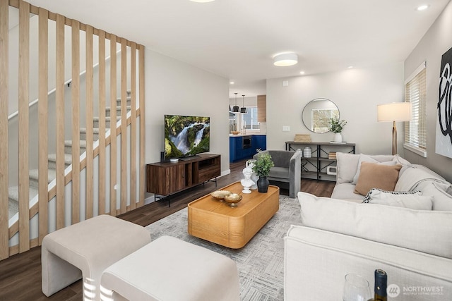 living room with hardwood / wood-style floors