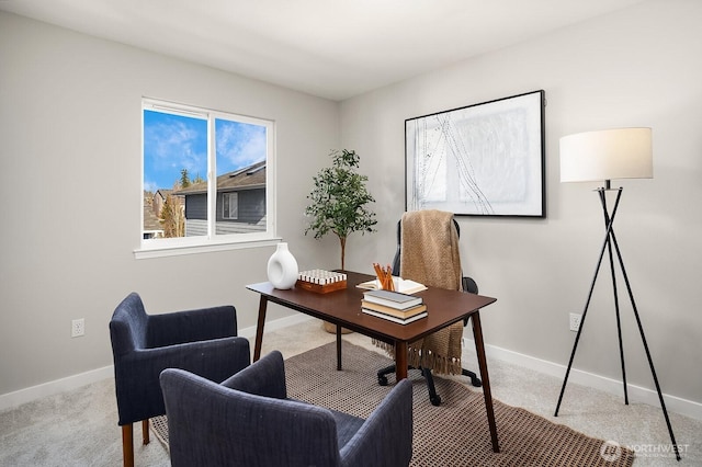 view of carpeted home office