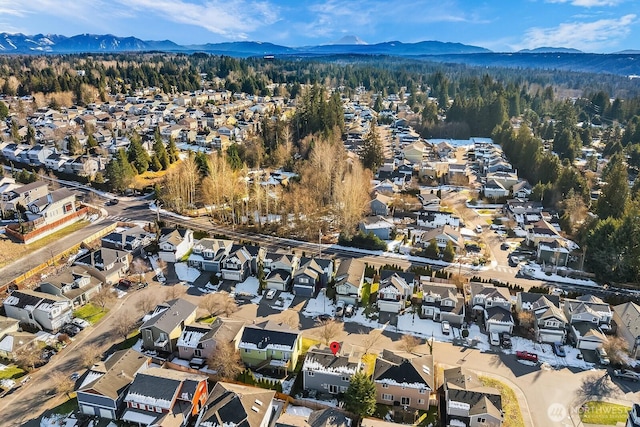 bird's eye view featuring a mountain view