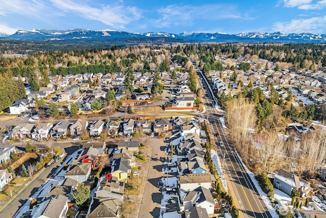 aerial view with a mountain view