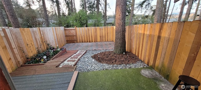 view of yard featuring a fenced backyard