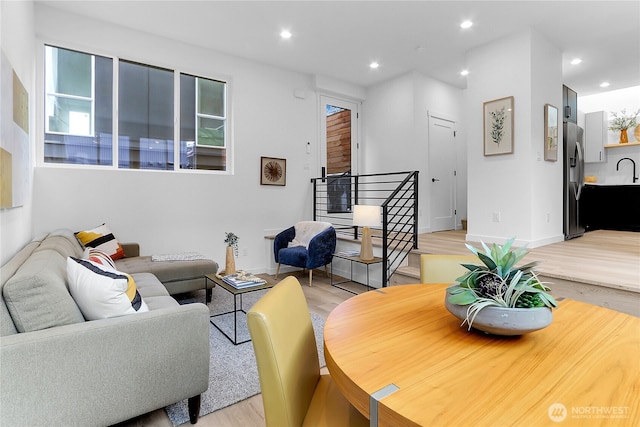 living room featuring light wood-type flooring