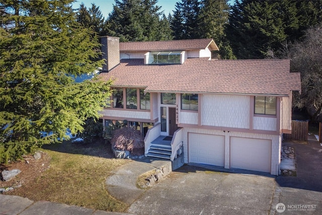 bi-level home with a garage