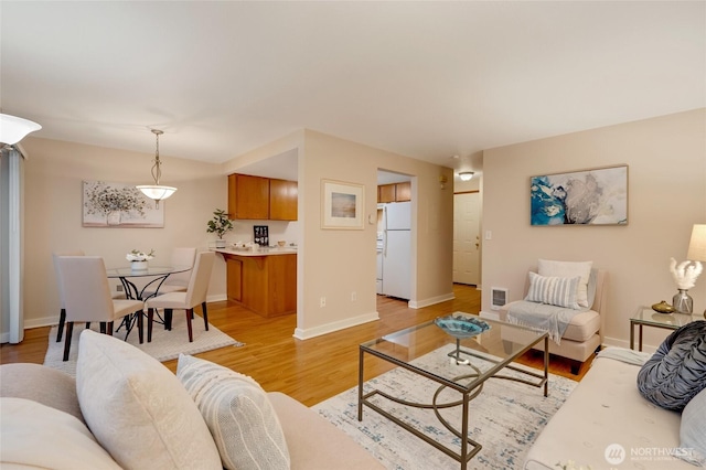 living room with light wood-type flooring