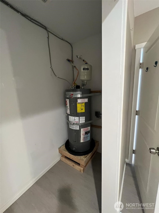 utility room with secured water heater