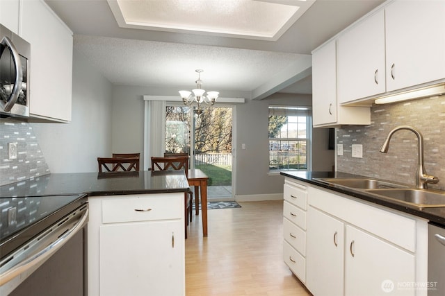 kitchen with appliances with stainless steel finishes, sink, and white cabinets