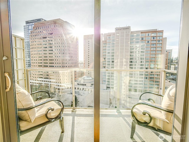 balcony with a view of city