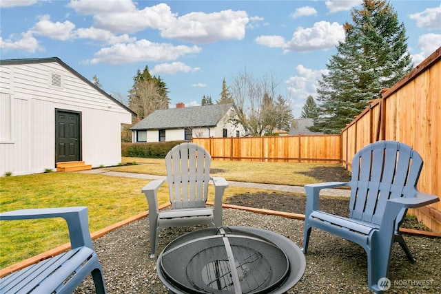 view of yard with a fenced backyard