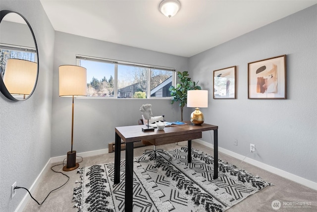 view of carpeted home office