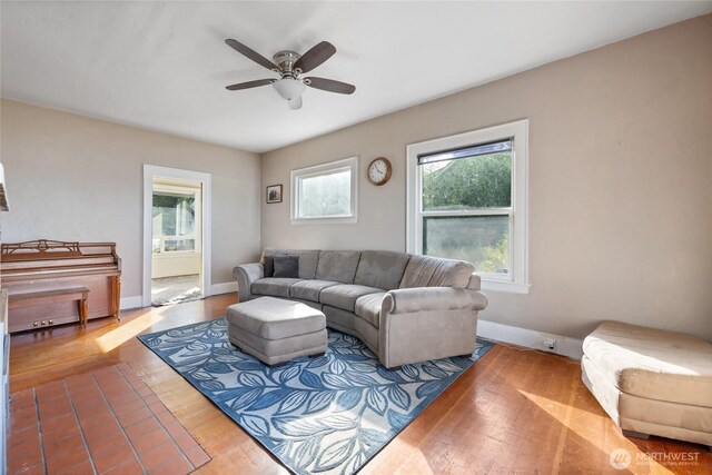 4412 Dyes Inlet Rd NW, Bremerton, WA 98312 - living room featuring wood-type flooring and ceiling fan