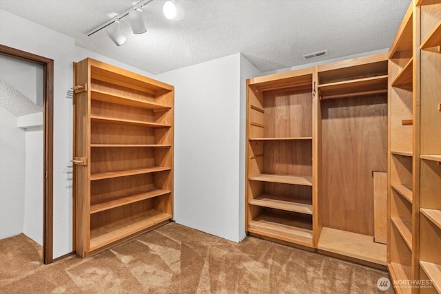 walk in closet featuring carpet flooring and visible vents