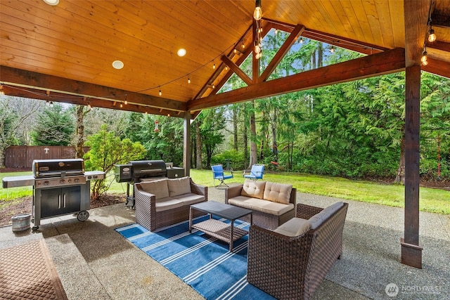 view of patio featuring outdoor lounge area and area for grilling