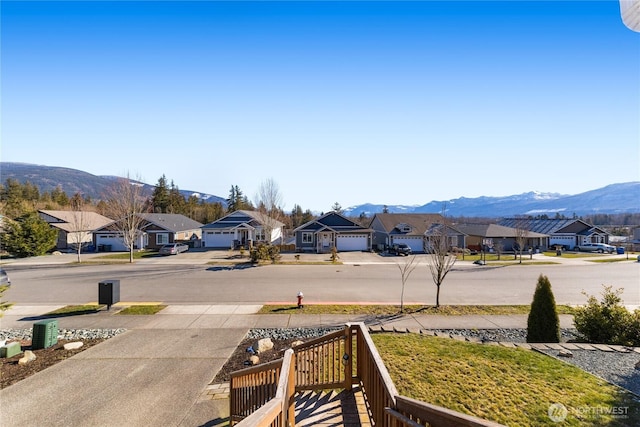 view of street with a mountain view