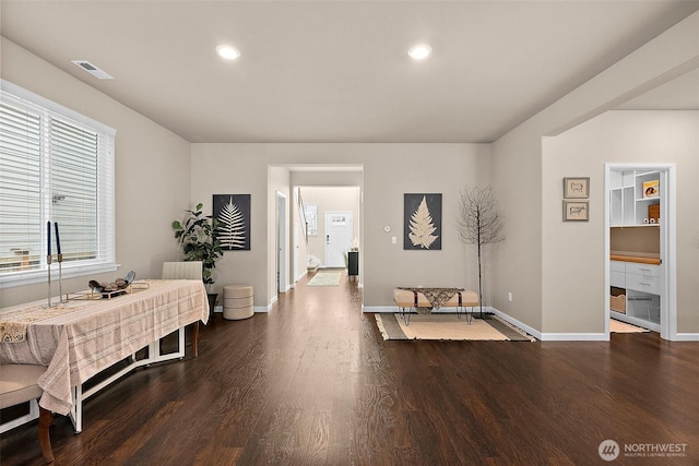 interior space featuring dark wood-type flooring