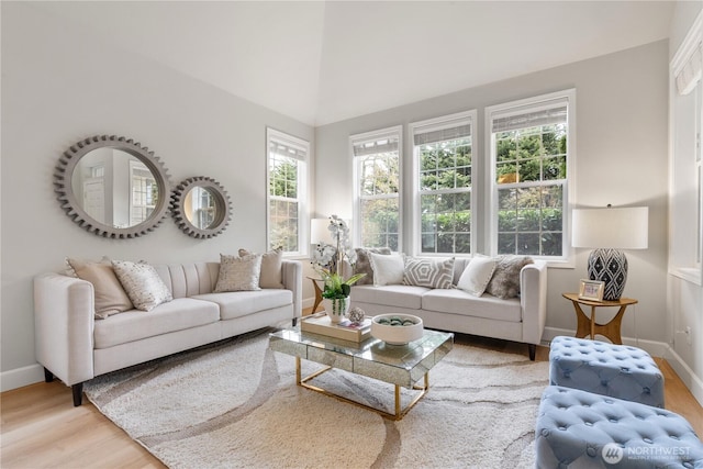 living room with hardwood / wood-style flooring