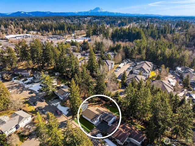 aerial view featuring a mountain view