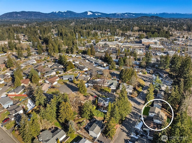 bird's eye view featuring a mountain view