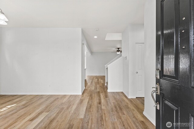 5401 Parkside Dr SE, Lacey, WA 98503 - entryway with light wood finished floors, recessed lighting, and a ceiling fan