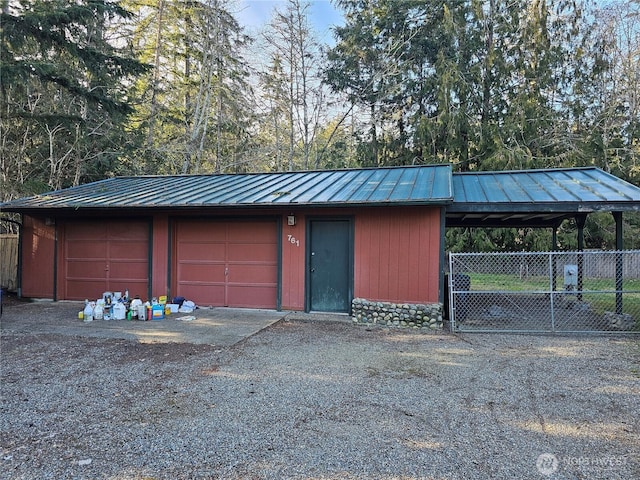 garage with a carport