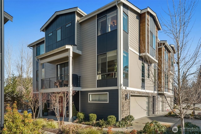 view of property featuring a garage