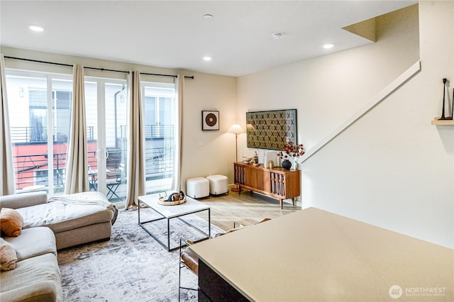 living room featuring light hardwood / wood-style flooring