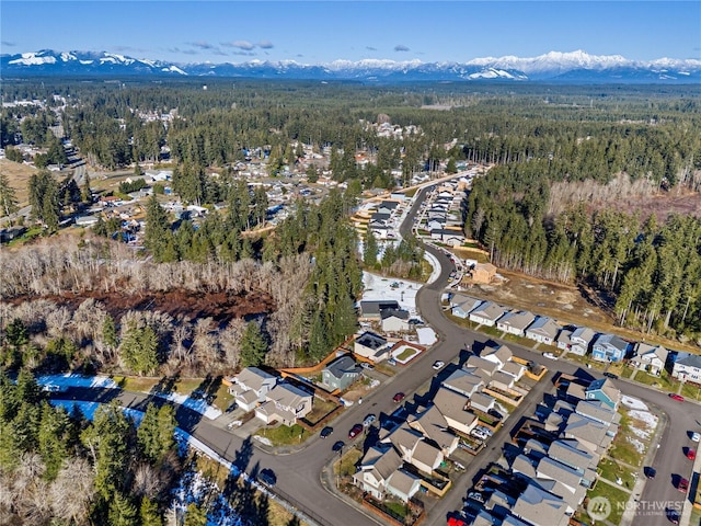 aerial view with a mountain view