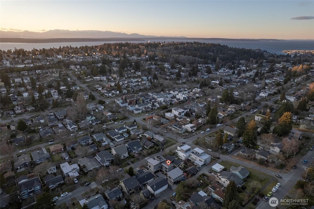 view of aerial view at dusk