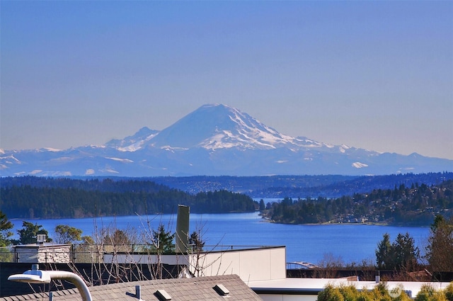 view of mountain feature with a water view