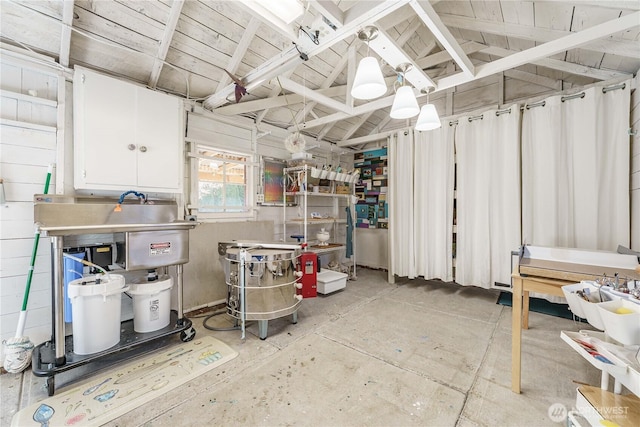 interior space with vaulted ceiling