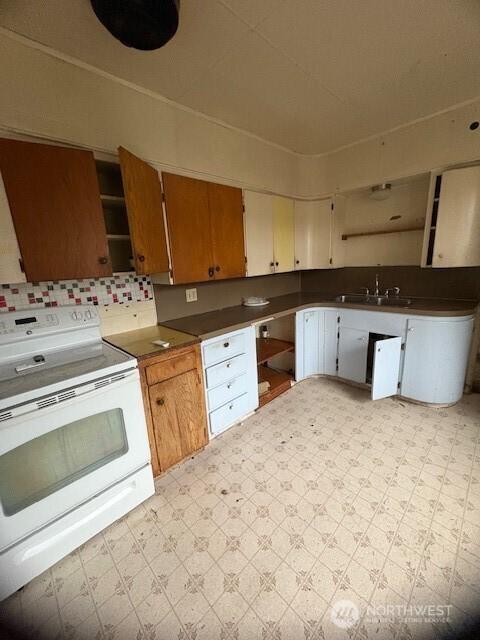 kitchen with sink and electric range