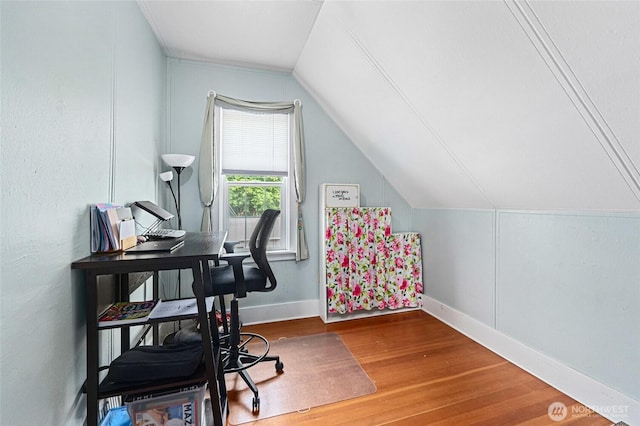 404 N Maple St, Colville, WA 99114 - office space with wood finished floors, vaulted ceiling, and baseboards