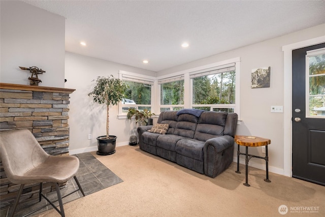 living room featuring carpet flooring